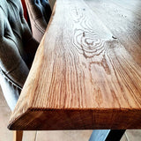 Hairpin Legs  Live Edge Oak Industrial Dining Table by Strachel A.F.