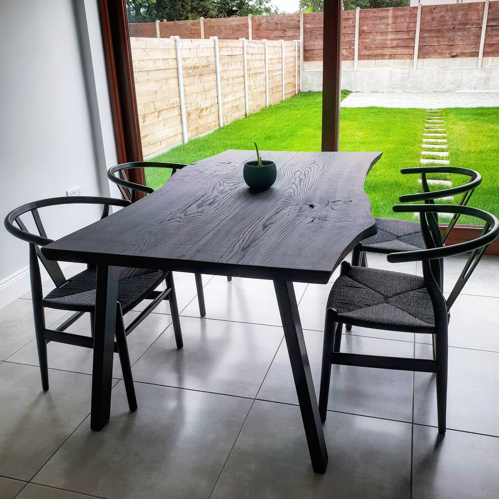 Burnt Oak Live Edge Oak Dining Table by Strachel A.F.