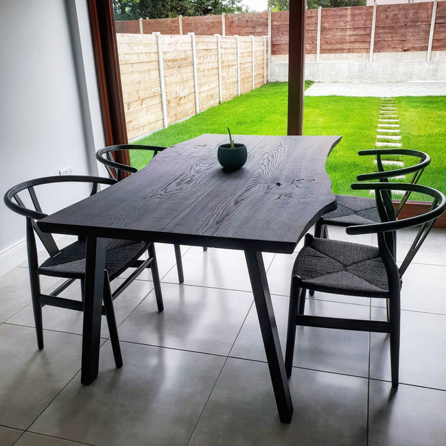 Burnt Oak Live Edge Oak  Dining Table by Strachel A.F.