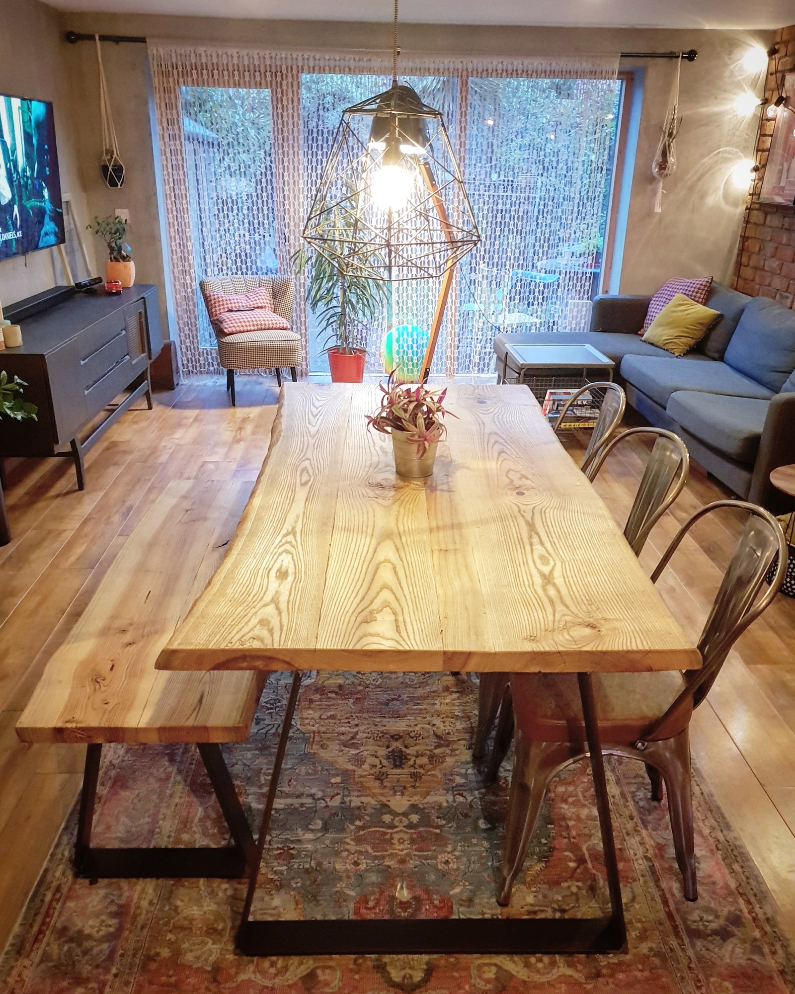 Trapeze Frame Ash Dining Table by Strachel A.F.