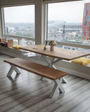 Solid Oak Dining Table Natural / Star Frame White / Matching Bench / Strachel A.F.