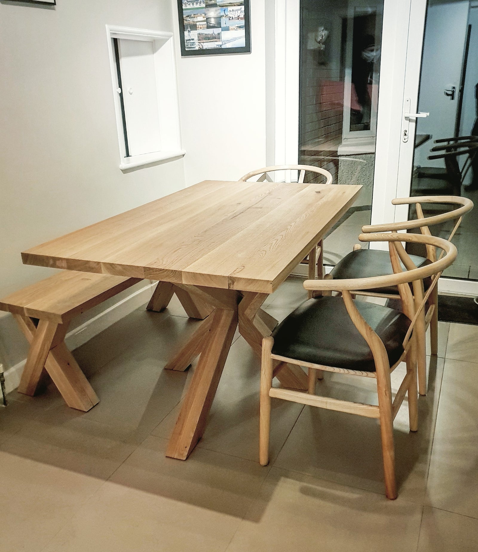 Solid Oak Table/ Star Frame / Strachel A.F.