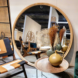 Rattan Round Frame Floor Mirror Large