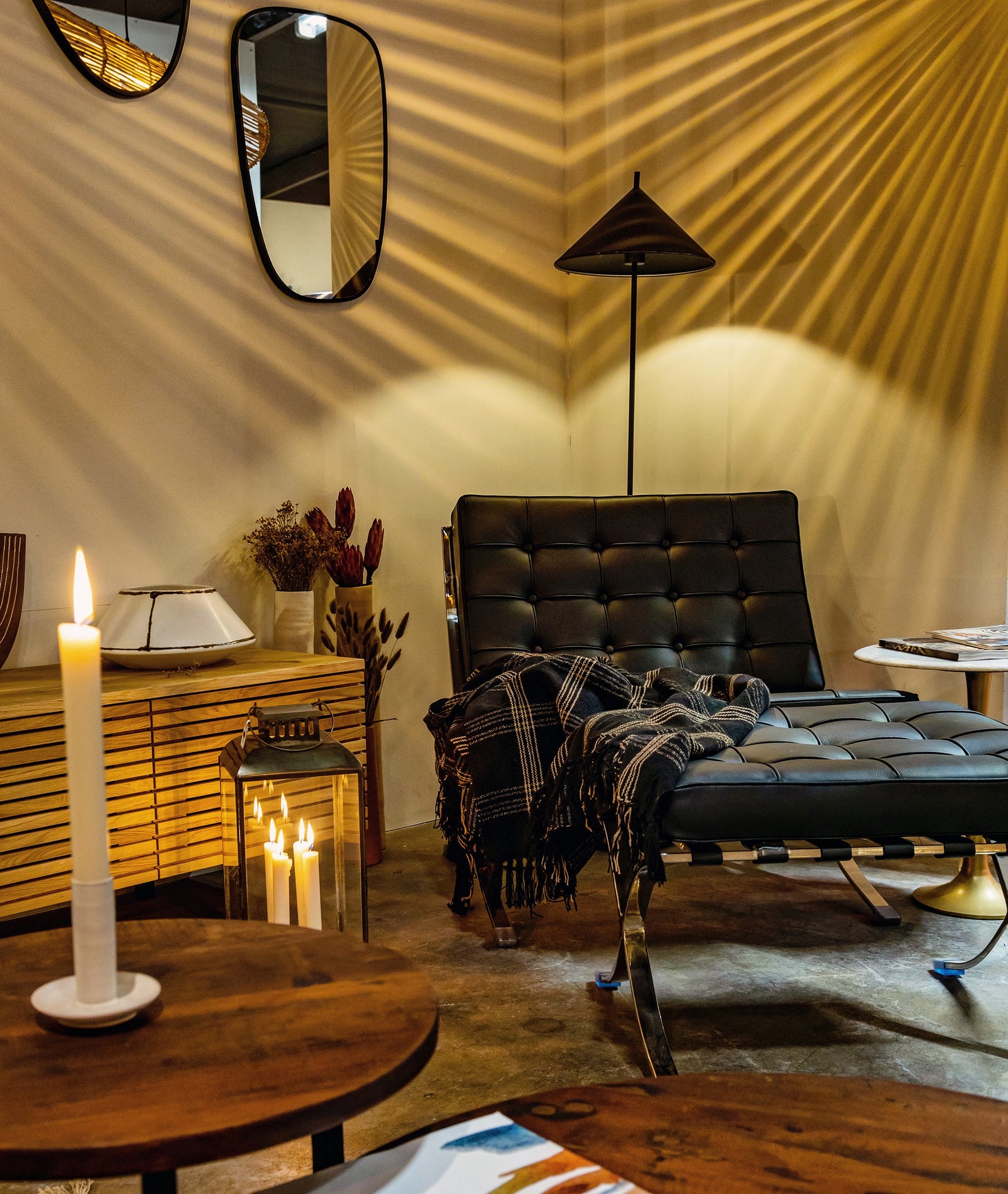 Barcelona Chair and Ottoman Black Leather