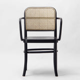 811 Hoffmann Style Armchair with Cane Backrest Black