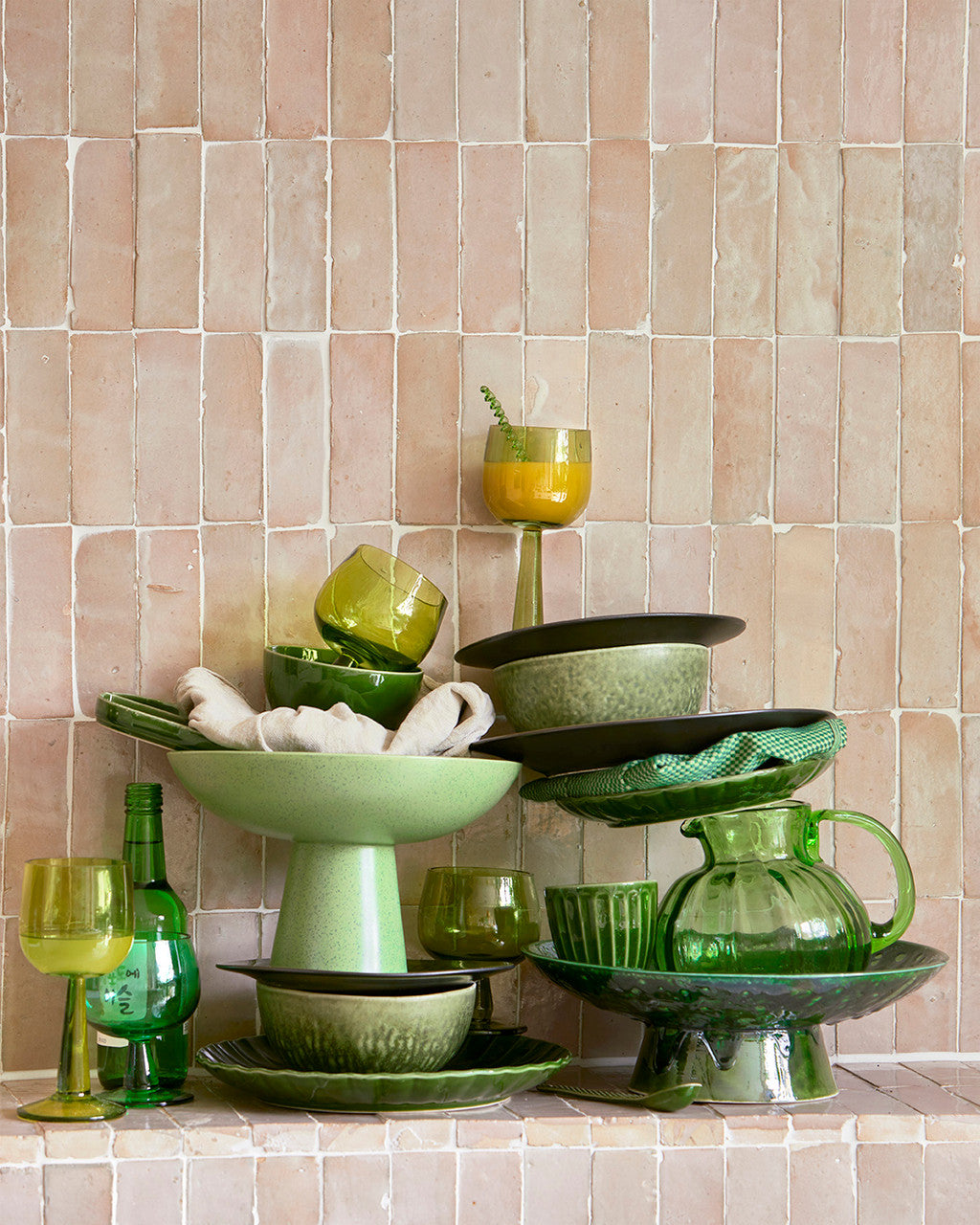 HKliving Wine Glass Low Lime Green (set of 4)
