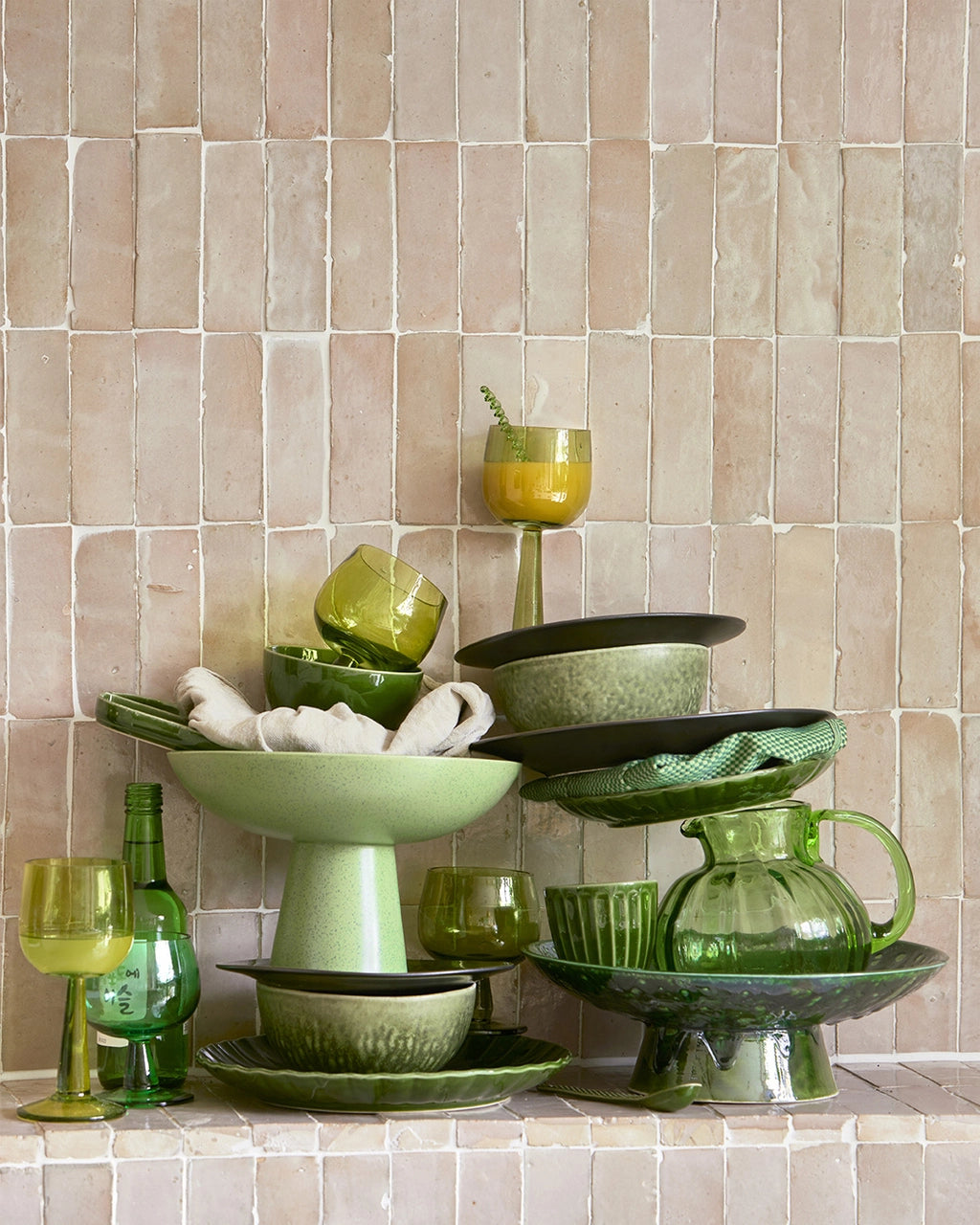 HKliving Glass Jug, Green