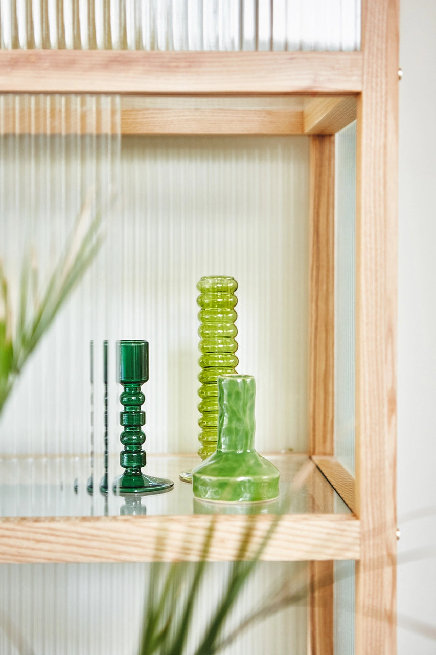 Glass Candle Holder L Lime Green