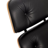 Iconic Lounge Chair and Ottoman - Walnut & Black Leather