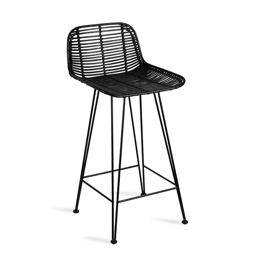 HKliving Rattan Bar Stool Black