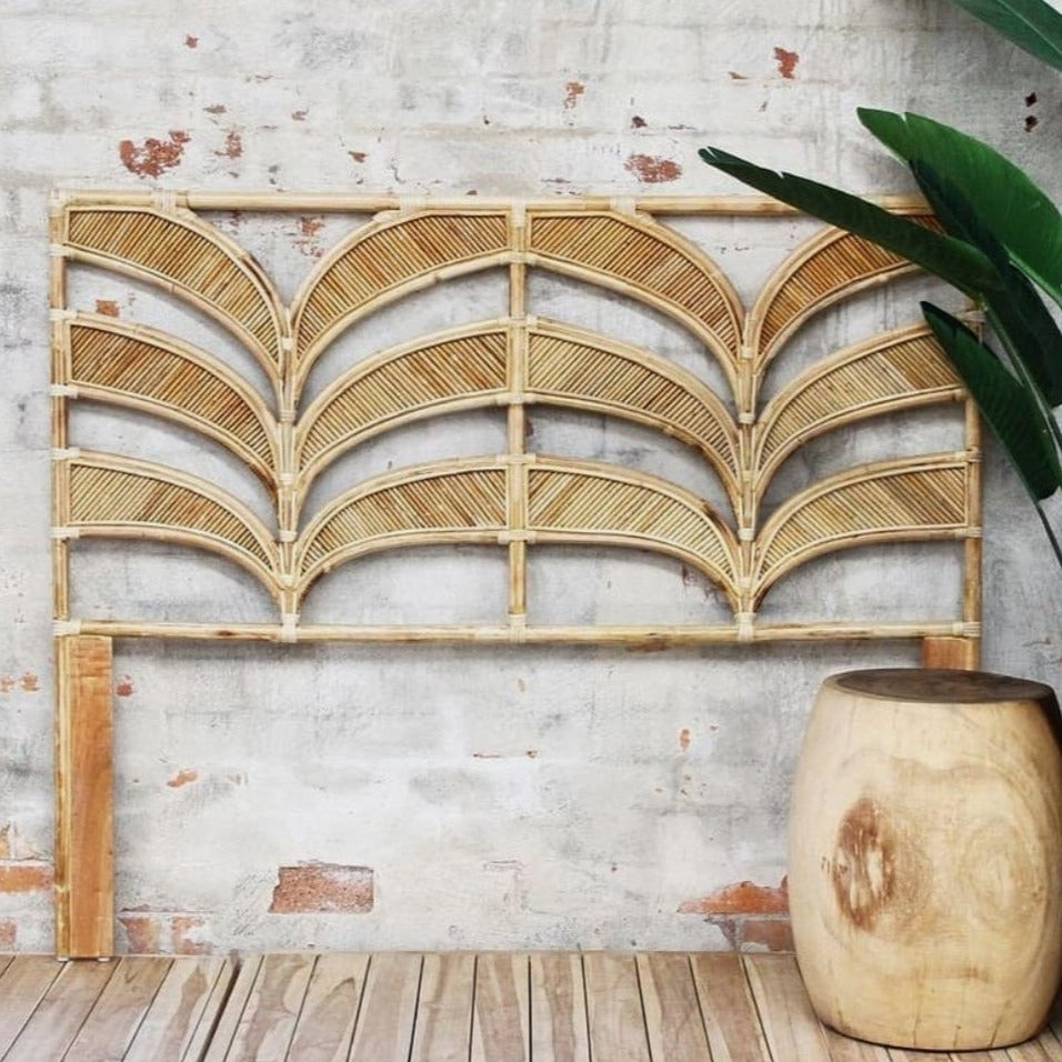Wall mounted shop rattan headboard