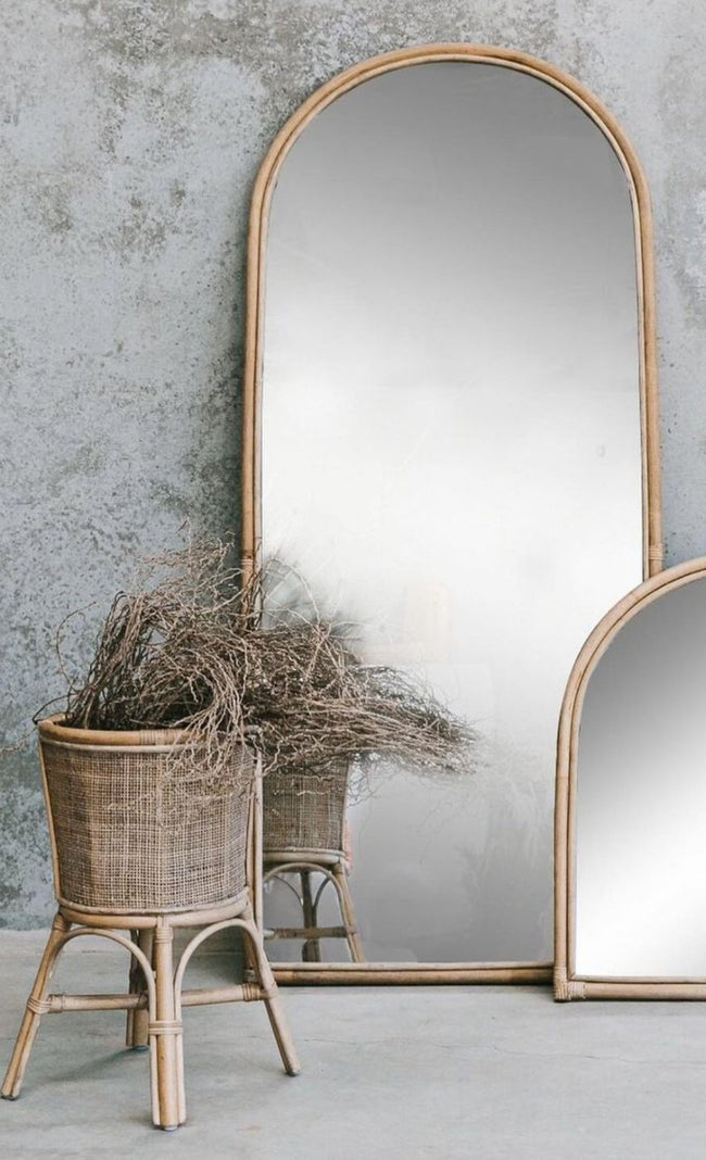 Rattan Arch Frame Floor Mirror