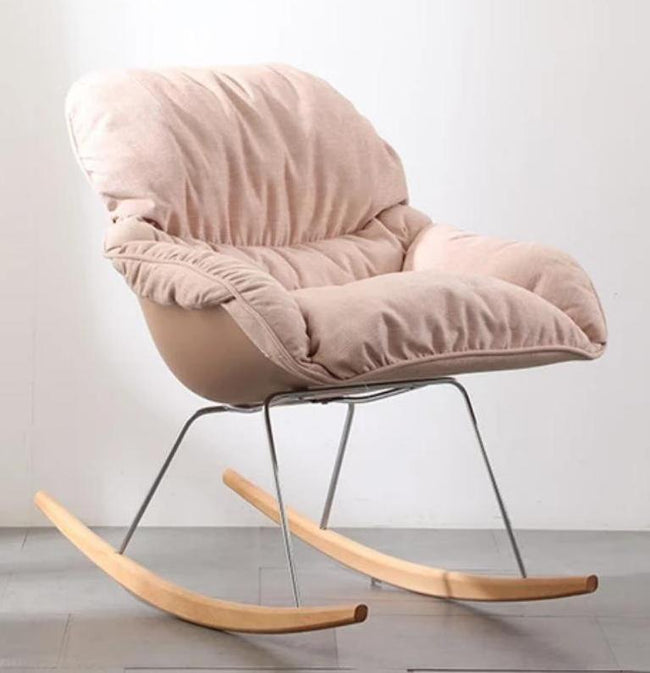 Fabric Soft Seat Rocking Chair Pastel Pink