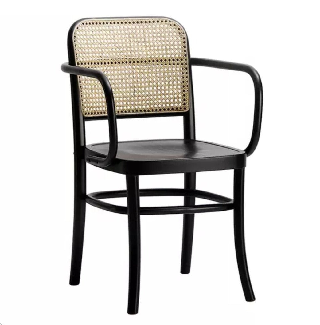 811 Hoffmann Style Armchair with Cane Backrest Black