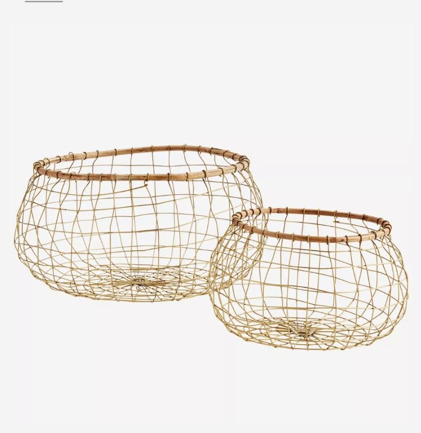 Round Baskets With Bamboo Set Of 2 - Madam Stoltz