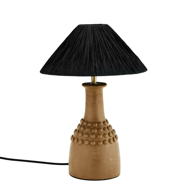 Terracota Table Lamp With Raffia