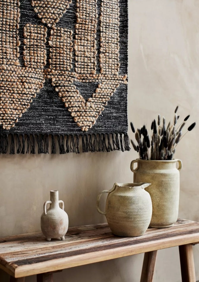 Hand Woven Cotton Rug With Jute