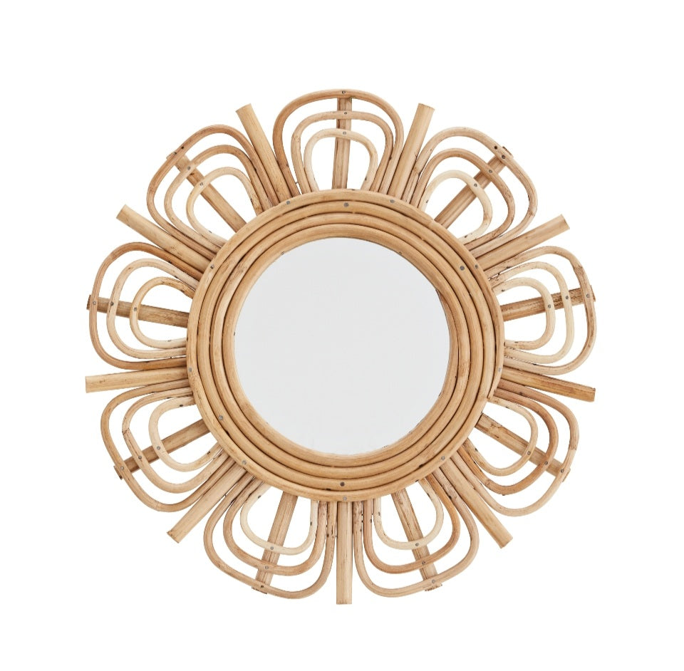 Round Mirror With Bamboo