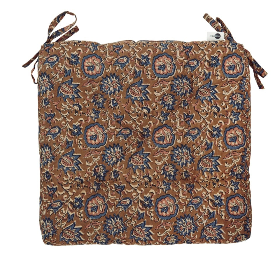 Printed Cotton Seat Pad Cinnamon, Blue, Dusty Pink, Beige, Black - Madam Stoltz