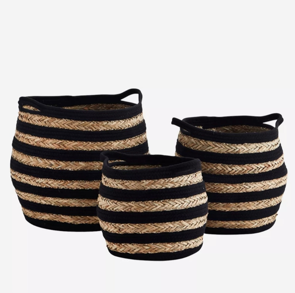 Striped Cotton Rope Baskets Set of 3