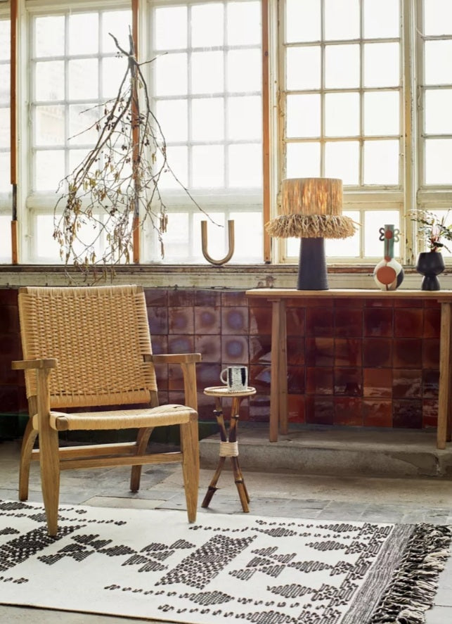 Terracotta Table Lamp With Raffia Shade