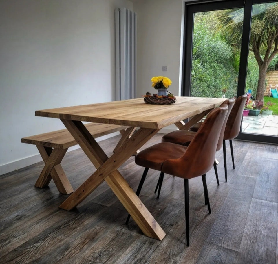 Solid Oak X Frame Dining Table / Strachel A.F.
