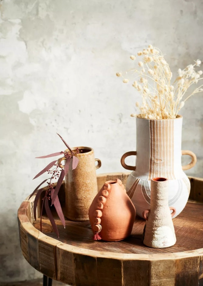 Handmade Terracotta Vase With Tassels -Madam Stoltz