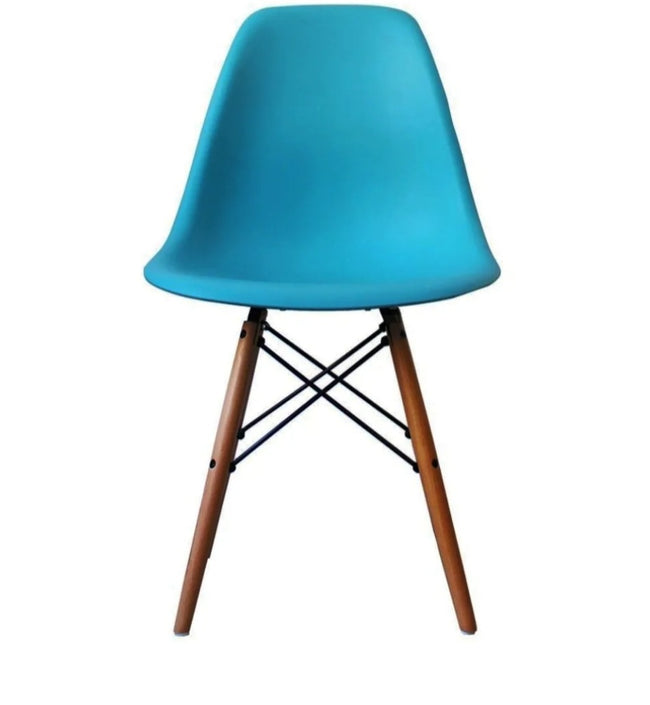 Charles Ray Eames Style DSW Side Chair  Pearl Blue - Natural Legs