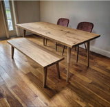 Spiky Oak Legs Dining Table with a Matching Bench by Strachel A.F.