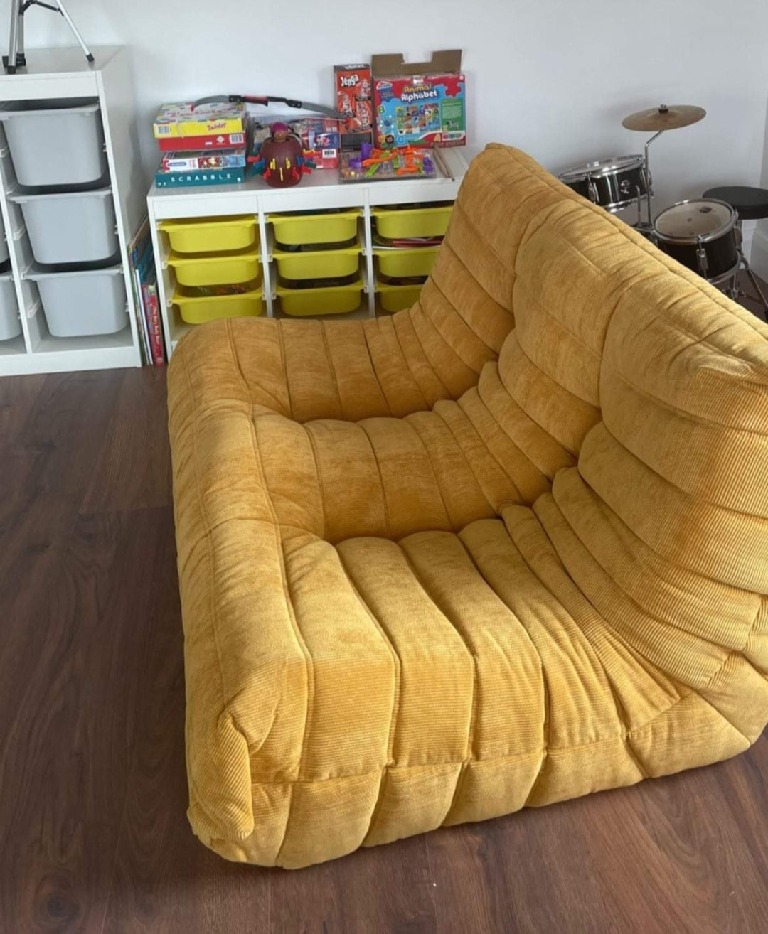 Togo Style Sofa Mustard Yellow Corduroy 2 Seater