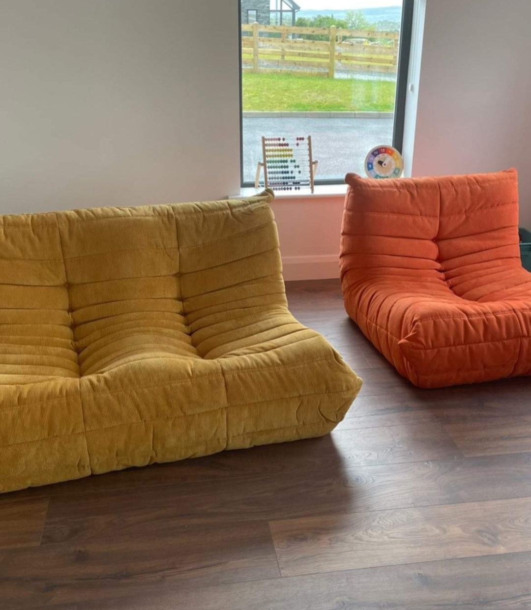 Togo Style Sofa Mustard Yellow Corduroy 2 Seater