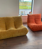 Togo Style Sofa Orange Suede