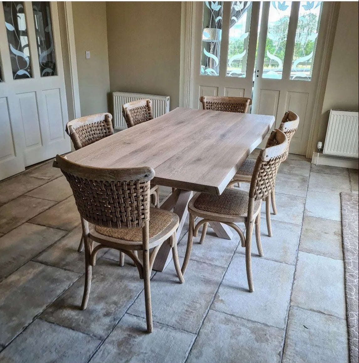Solid Oak Dining Table Whitewashed / Star Frame / Strachel A.F.