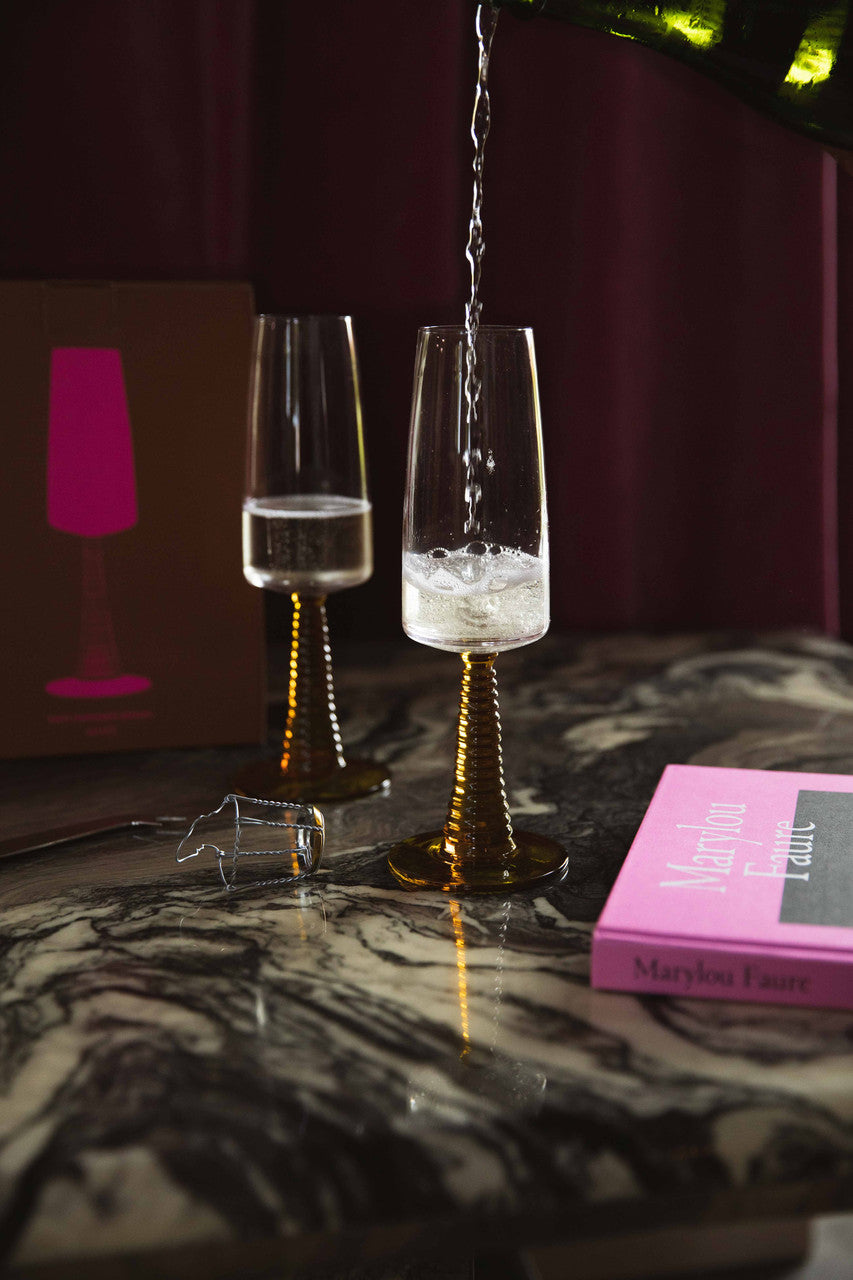 HKliving Swirl Champagne Glass Yellow (SET OF 2)