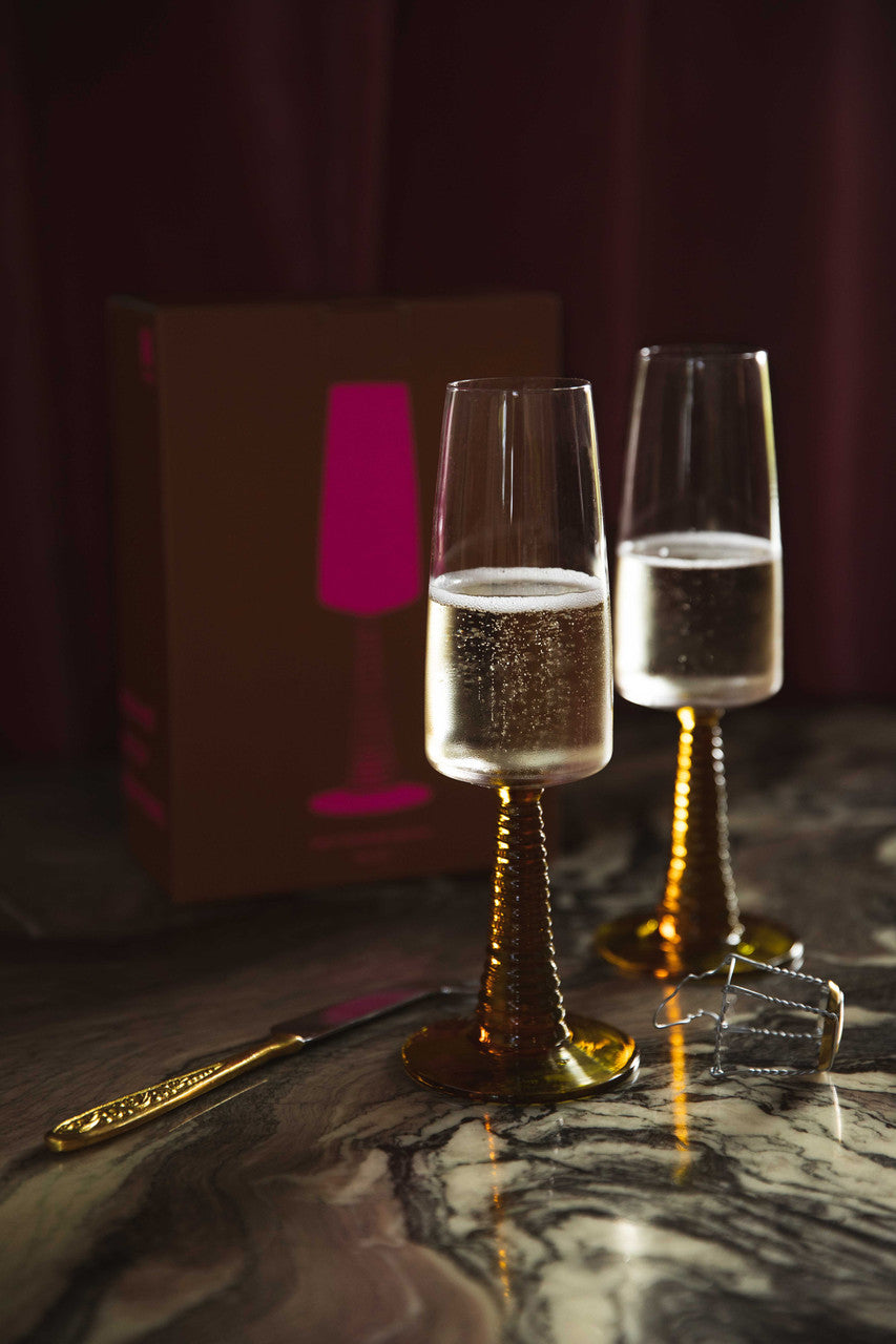 HKliving Swirl Champagne Glass Yellow (SET OF 2)
