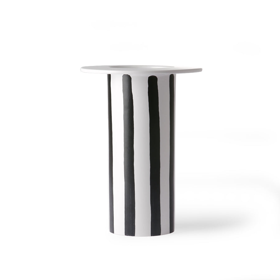 Ceramic Vase Black/White Striped