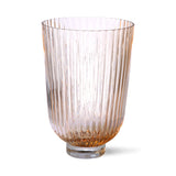 HKliving Glass Vase Ribbed Peach