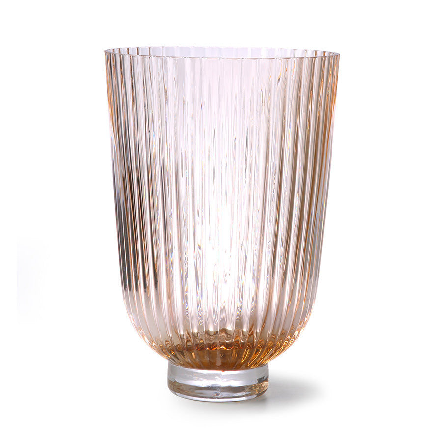 HKliving Glass Vase Ribbed Peach