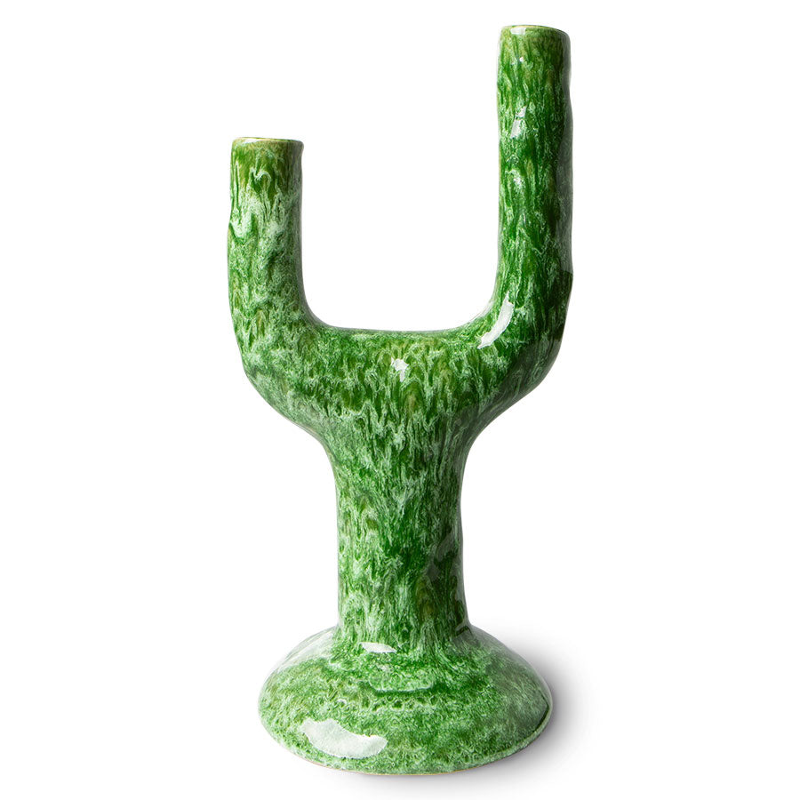 HKliving Ceramic Candle Holder Reactive Green
