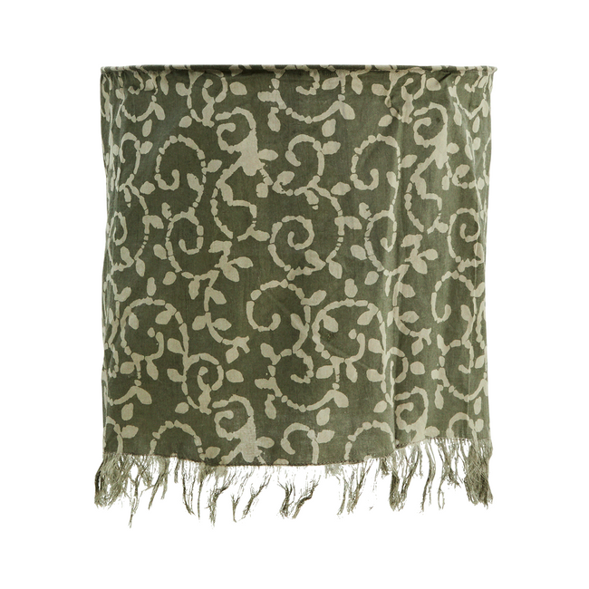 Floral Block Print Cotton Lampshade Petrol, Dusty Grey - Madam Stoltz