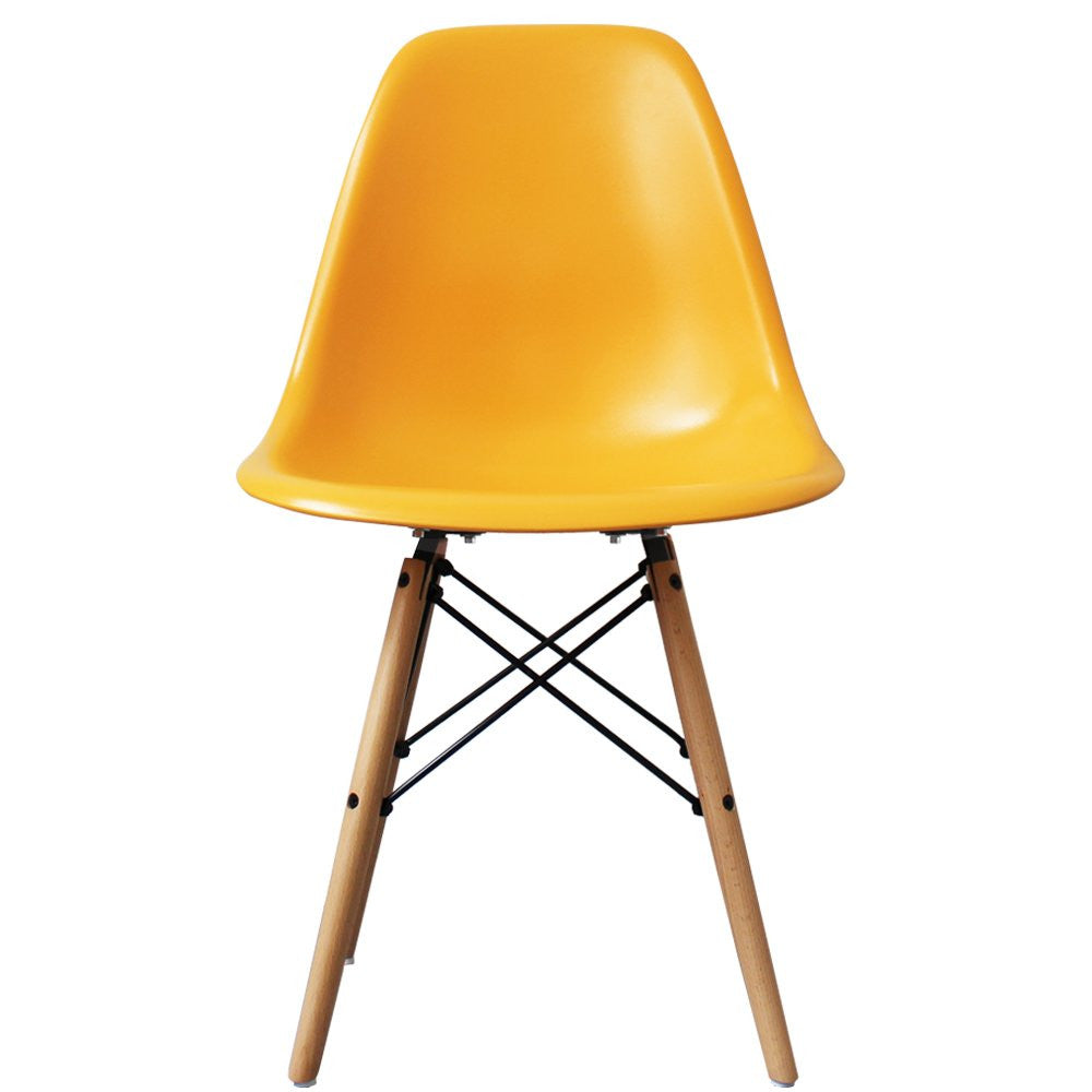 Charles Ray Eames Style DSW Side Chair  Yellow - Natural Legs