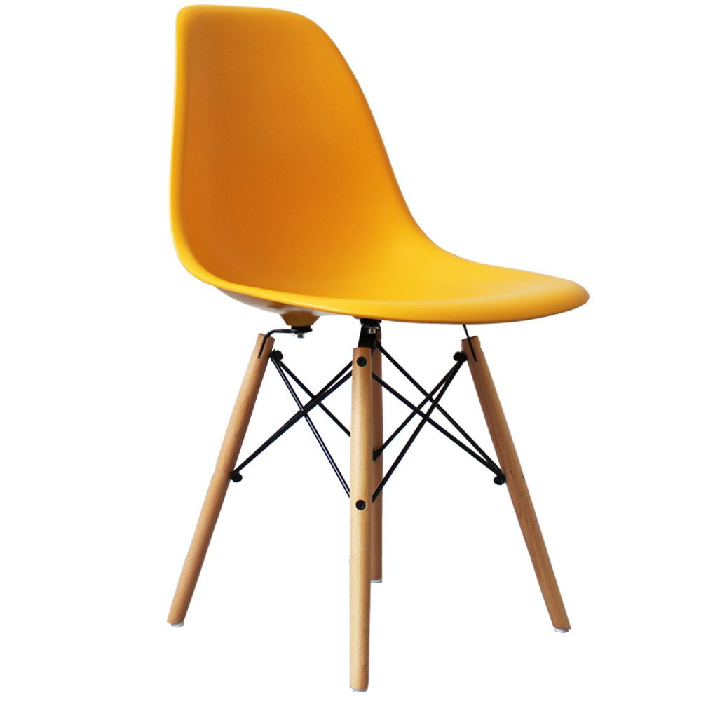 Charles Ray Eames Style DSW Side Chair  Yellow - Natural Legs