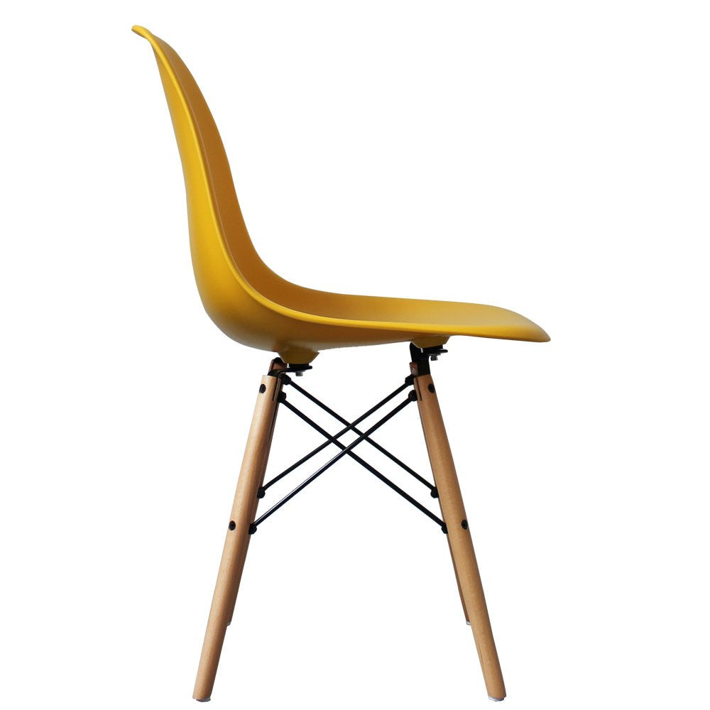 Charles Ray Eames Style DSW Side Chair  Yellow - Natural Legs