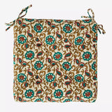 Printed Cotton Seat Pad Beige, green, paprika, mustard