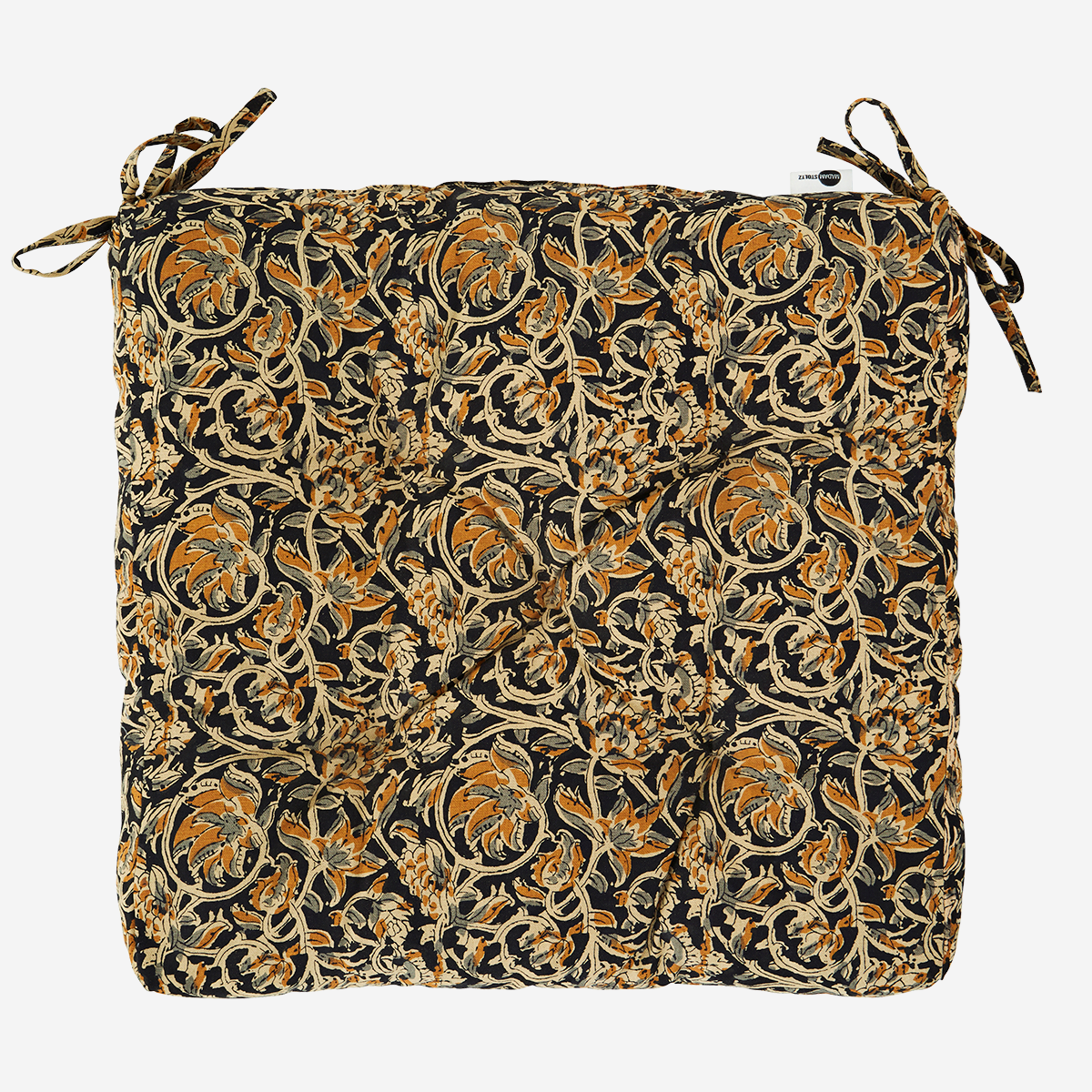 Printed cotton Seat Pad Sand, Black, Grey, Mustard - Madam Stoltz