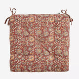 Printed Cotton Seat Pad Paprika, Dusty Rose, Orange, Beige, Grey