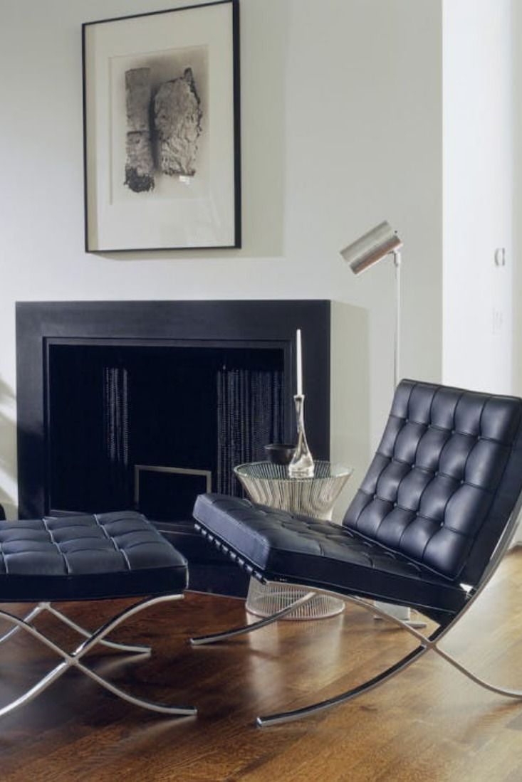 Barcelona Chair and Ottoman Black Leather