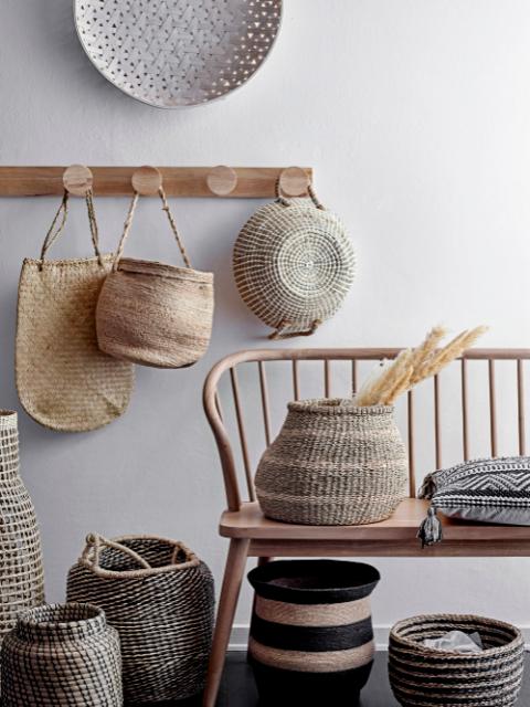 Seagrass Basket With Handel Natural/Black