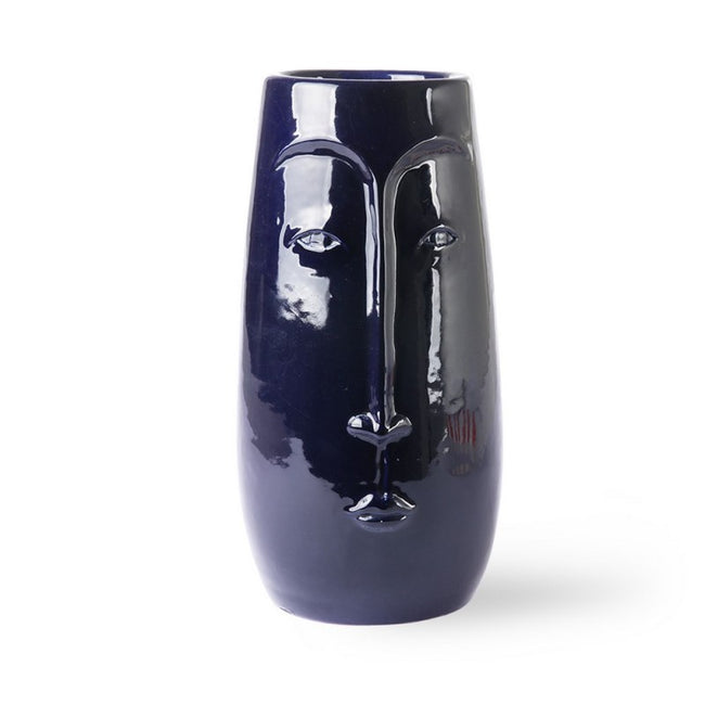 HKliving Face Vase  Azul intenso