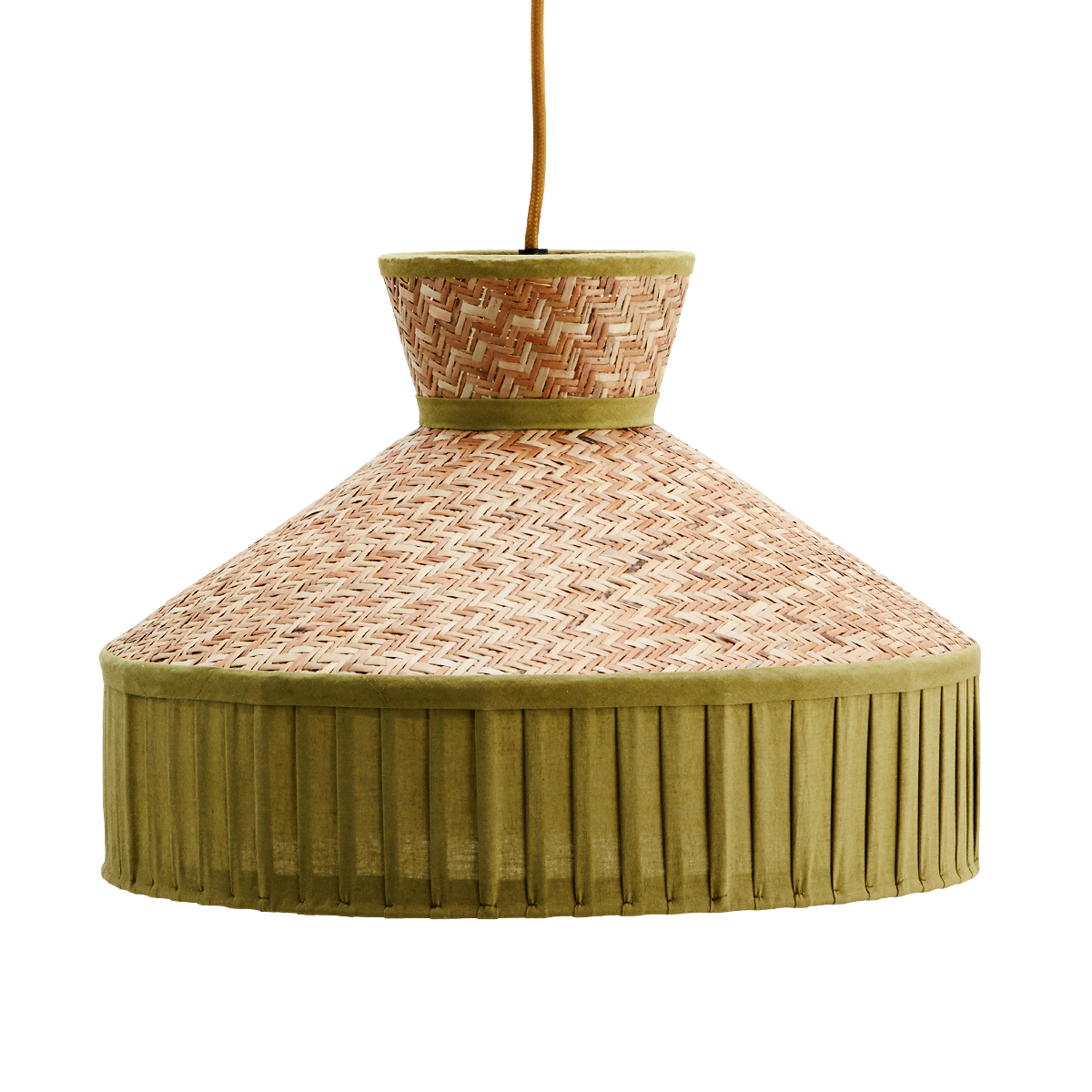 Cane Ceiling Lamp With Cotton Natural/Green